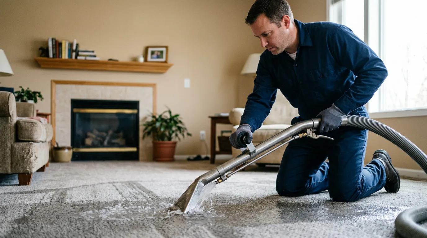 Water damage restoration technician working near Exton, PA
